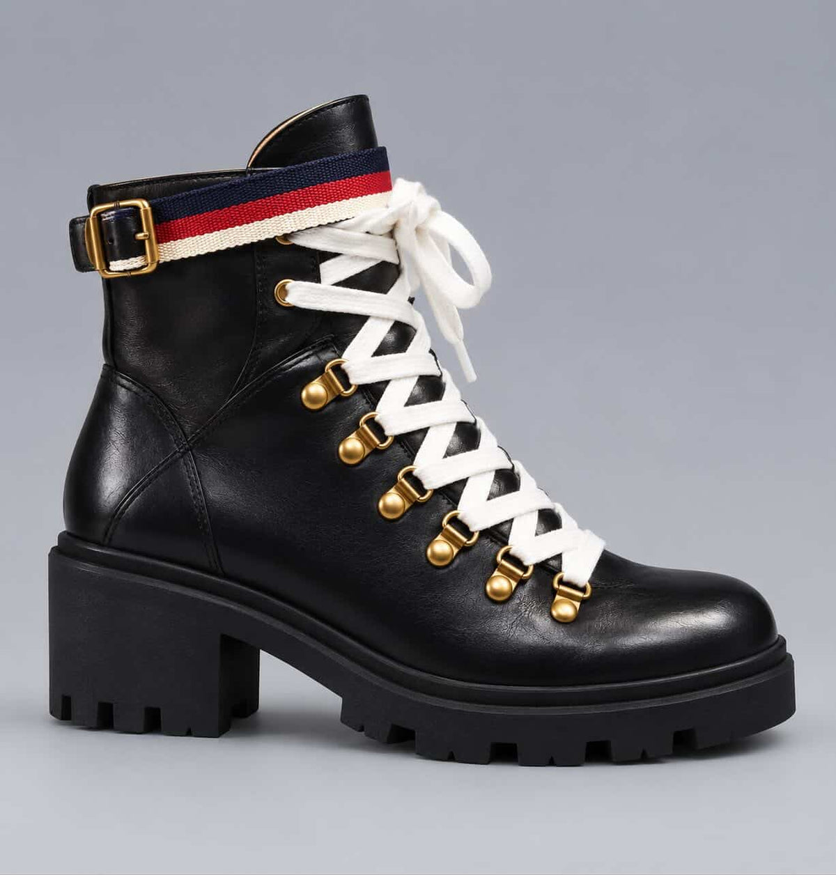 Gucci Black Web Stripe Hiking Boots