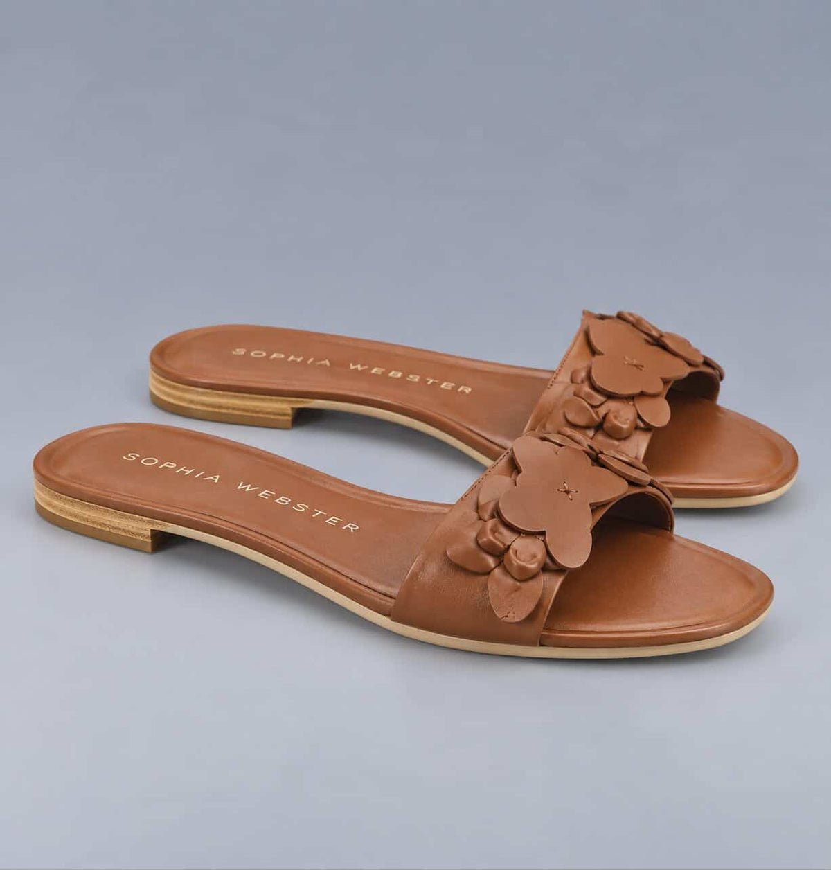 Sophia Webster Tan Flower Slides