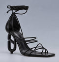 Schutz Black Sculptural Lace-Up Heels